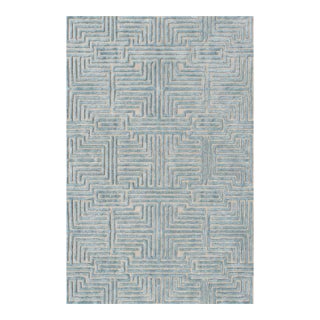 Sample Knossos Maze Rug Sample, Sky Blue, 12x12 For Sale