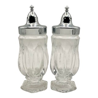Vintage Pressed Glass Salt & Pepper Shakers- a Pair For Sale
