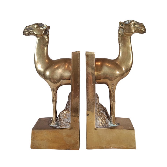 Art Deco Influenced Brass Camel Bookends by Dolbi Cashier Chairish