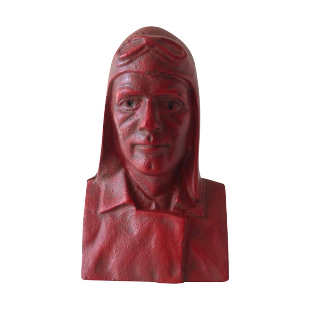 C.1928 Charles Lindbergh Cast Iron Bank For Sale