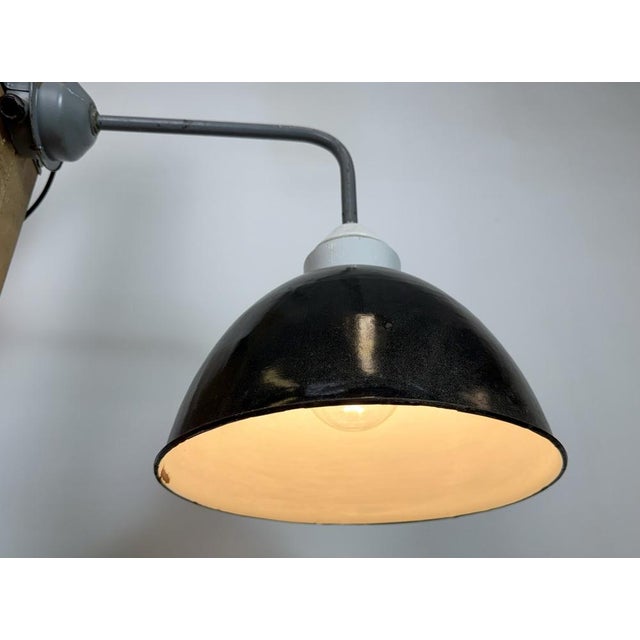 Industrial Factory Wall Lamp with Black Enamel Shade, 1960s For Sale - Image 14 of 16
