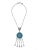 Modern Vintage Zuni Mary & Lee Weebothee Morenci Turquoise Fringe Necklace Movable For Sale - Image 3 of 4