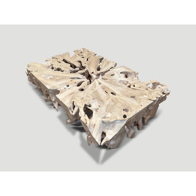 2010s Andrianna Shamaris Bleached Teak Wood Coffee Table, Console or Room Divider For Sale - Image 5 of 6