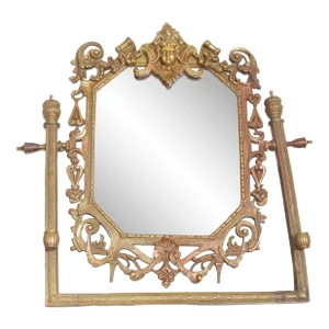 19th Century Ornate Sculpted Bronze Baroque Rectangle Beveled Wall Mirror