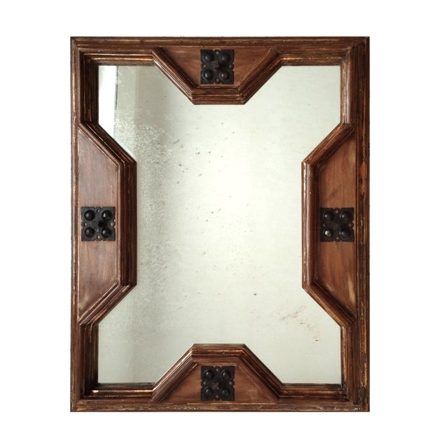 Wood Italian Mediterranean Mirror with Antique Finish, 1970s For Sale - Image 7 of 7