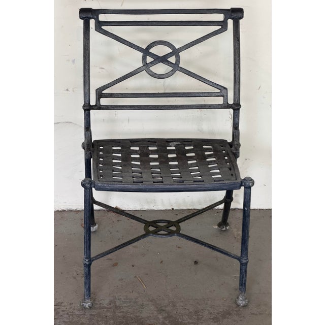 Vintage Woodard Delphi Outdoor 4 Cast Aluminum Chairs For Sale - Image 9 of 12