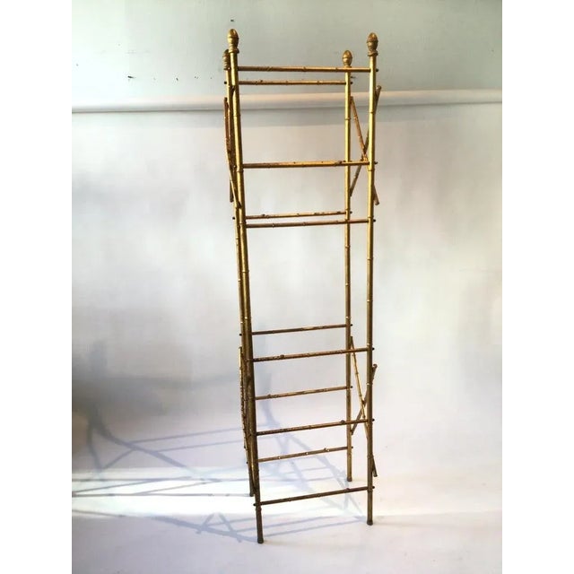 Faux Bamboo Gilt Metal Etagere For Sale - Image 4 of 10