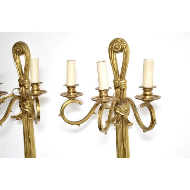 Gold Antique Brass Wall Sconces, 1950, Set of 4 For Sale - Image 8 of 12