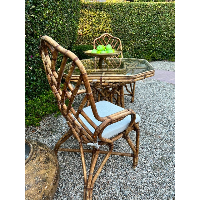 1960s Bamboo Dining Table & Matching Chairs in The Style of Louis Sognot, France- Set of 3 For Sale - Image 10 of 12