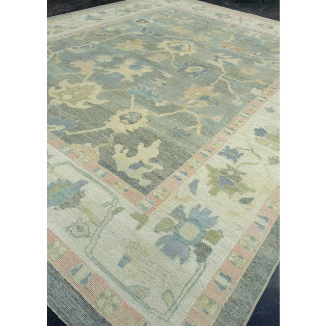 Turkish Turkish Oushak Rug 13'1" x 15'1" #18071 For Sale - Image 3 of 8