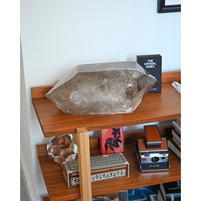 2020s XXL Rare Golden Rutile Smoky Quartz Double Terminated Point 29lbs For Sale - Image 5 of 9