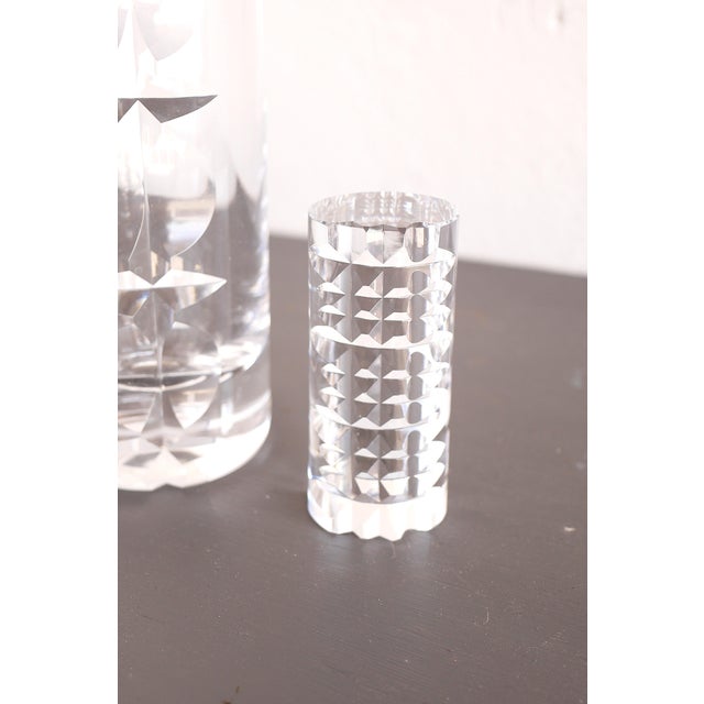 Mid-Century Modern Crystal Hand Cut Decorative Art Vase and Art Object by Mona Morales Schildt for Kosta, Sweden, 1960s, Set of 2 For Sale - Image 4 of 18