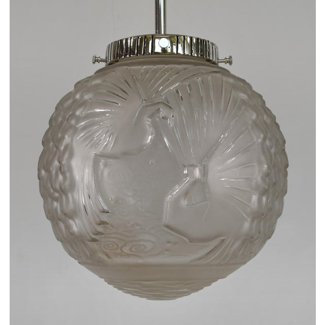 Metal French Art Deco Pendant Light by Muller Freres 1930s - 3 Available For Sale - Image 7 of 14