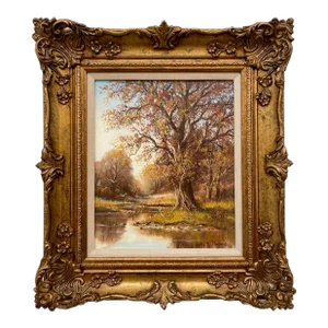 John S Haggan, Autumn Trees by River in County Tyrone by 20th Century Modern Irish Artist, 1985 Circa