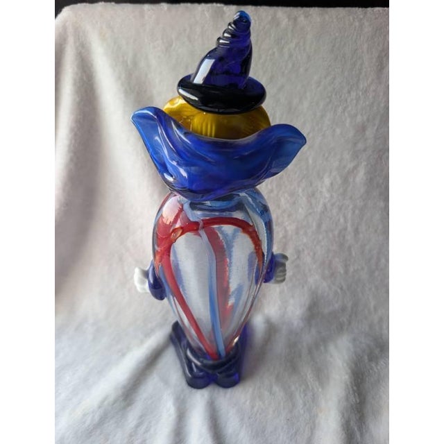 Italian Vintage Italian Murano Hand-Blown Art Glass Clown – 12" – Red, White, & Blue Swirl For Sale - Image 3 of 4