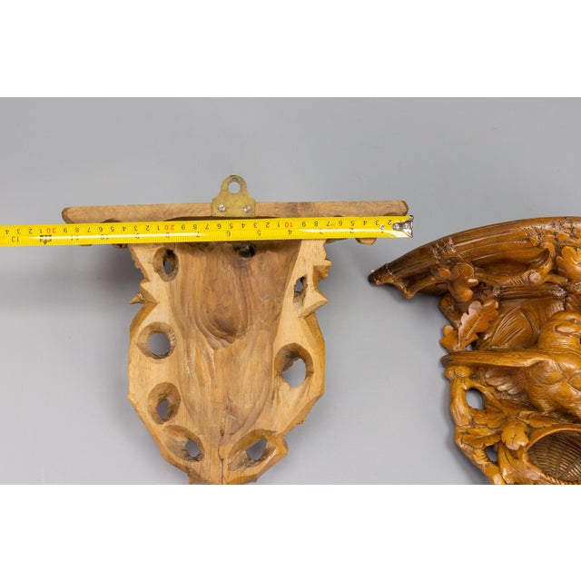 Black Forest Carved Walnut Bird Nest Wall-Mounted Shelves, 1920s, Set of 2 For Sale - Image 18 of 18