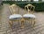 1950s French Louis XVI–Style Gold-Finished Side Chairs with Damask Upholstery – Pair This elegant pair of French Louis...