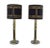 1970s Modern Hollywood Regency Lamps Lucite & Brass Plate Black With Shades Style Karl Springer - A Pair For Sale