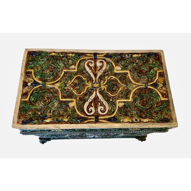 19th Century Majolica Nasrid Moorish Style Palissy Lidded Box Casket / Attributed Thomas Sargent For Sale - Image 10 of 12