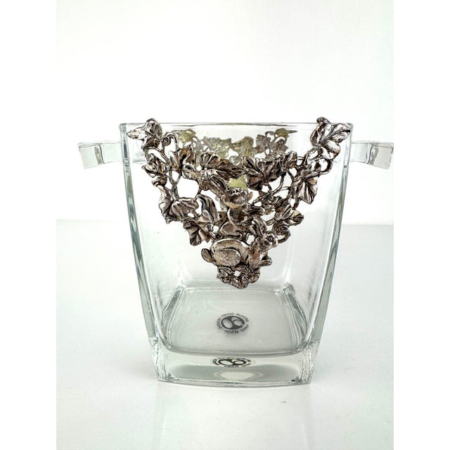 1980s Arthur Court Glass Ice Bucket With Silver-Tone Vine and Grape Overlay For Sale - Image 11 of 14