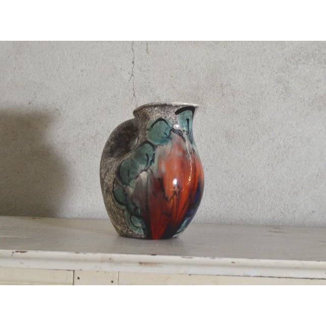 Green Vintage French Handcrafted Ceramic Pitcher, 1950s For Sale - Image 8 of 9