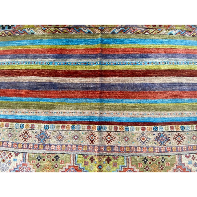 Tribal Handmade Tribal Khorjin-Pattern Rug With Colorful Stripes – 6.4×9.8ft For Sale - Image 3 of 9
