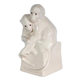 Mid Century Ceramic Monkey Planter Desk Organizer For Sale