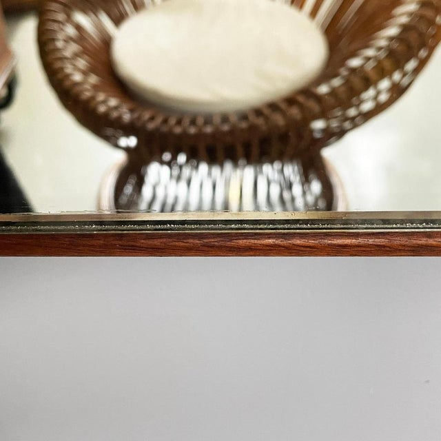 Mid-Century Modern Italian Geometric Wall Mirror in Brass and Wood, 1950s For Sale - Image 9 of 13