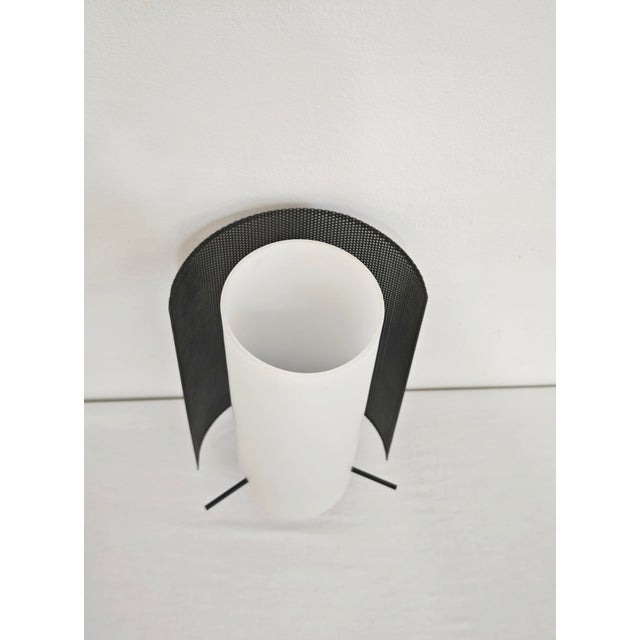 Opal Glass, Brass and Black Enamelled Metal Wall Lamp in the style of Stilnovo, Italy, 1960s For Sale - Image 9 of 18