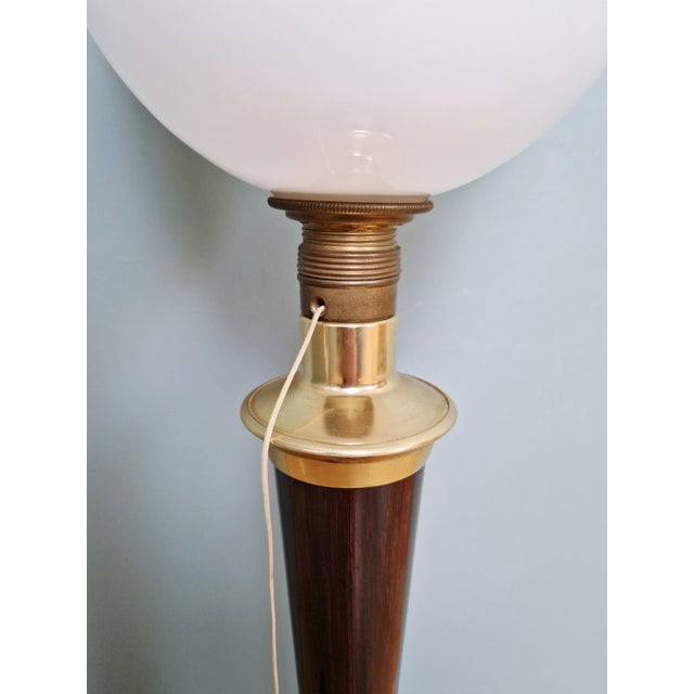 1930s Large Art Deco Desk Lamp in Wood, Brass and White Opaline Glass from Mazda, 1930s For Sale - Image 5 of 17