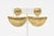 These interesting vintage gold plated dangle clip on pagoda or moon form earrings have a semi texture surface almost like...