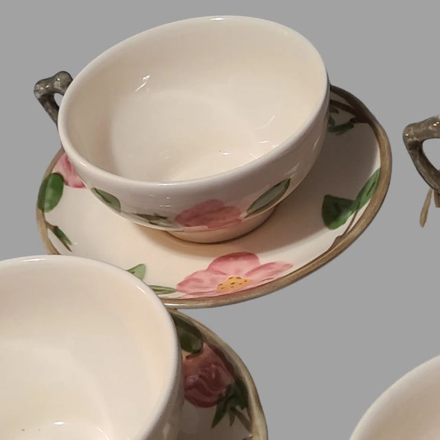 Vintage Romantic Desert Rose Franciscan Earthenware Teacups & Saucers, Made in England- 12 Pieces For Sale - Image 6 of 8