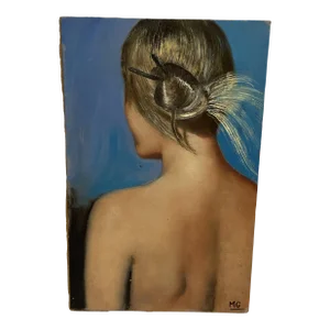 1960s Marc Olivier Gregoire French Portrait Painting of the Back of a Woman