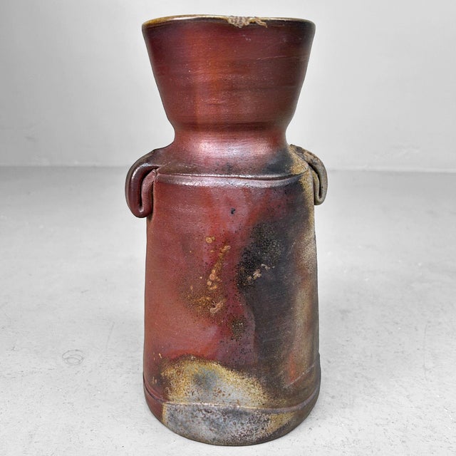 Japanese Bizen Ware Ikebana Vase, 1970 For Sale - Image 10 of 18