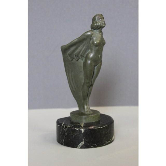 Metal Figure of Young Woman with a Veil by Max Le Verrier, 1930s For Sale - Image 7 of 13