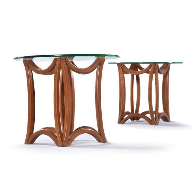 Mid-Century Modern Sculptural Bentwood Pearsall Style Glass Top Pedestal Side Tables For Sale - Image 10 of 11