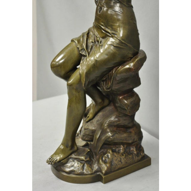 Antique Edouard Drouot (1859-1945) "La Rosse" French Bronze Sculpture of Woman For Sale - Image 13 of 18
