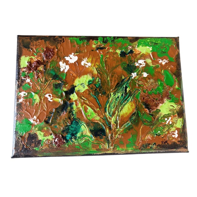 Pair of Acrylic Paintings on Canvas 7" by 5" Titled Le Printemps" Spring by Yjr For Sale - Image 4 of 6