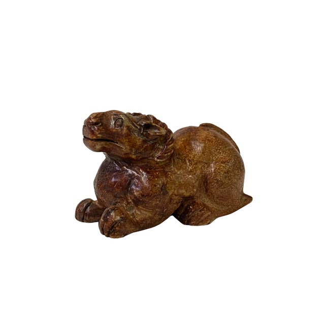 Stone Carved Ancient Style Artistic Mythical Pixiu Figure Display For Sale - Image 4 of 6