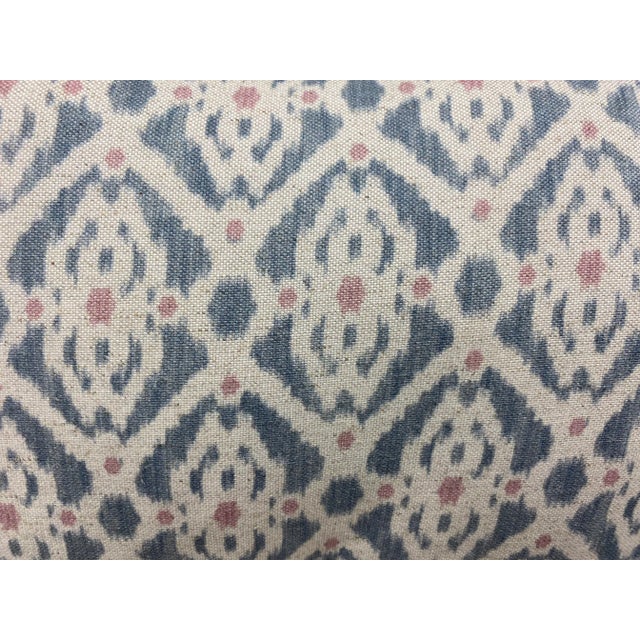 English Pair of Large Bolster Pillows in a Classic Gray & Pink Geometric Pattern - Made in Uk For Sale - Image 3 of 8