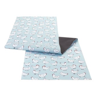 Blue and White Chicken Dining Table Runner 72"L For Sale