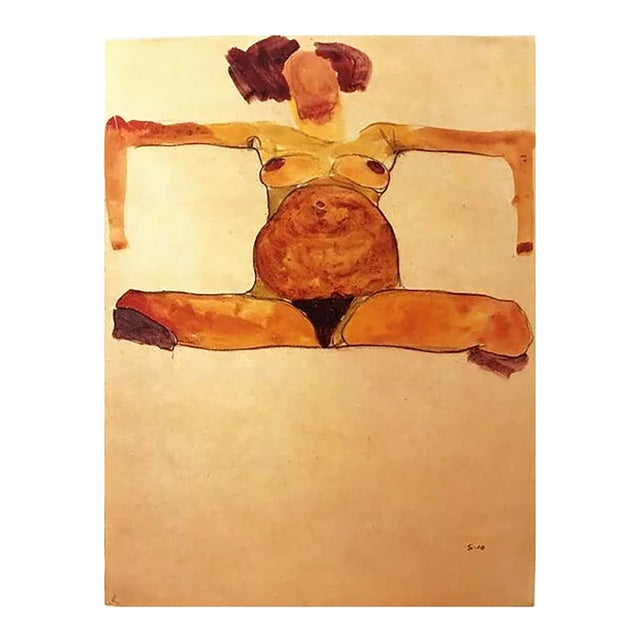 1981 Egon Schiele 4 Erotic Drawings Sitting Pregnant Woman For Sale