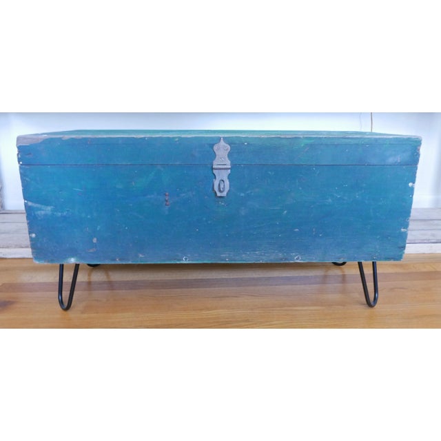 Green 20th Century Rustic Green Toolbox Trunk For Sale - Image 8 of 8