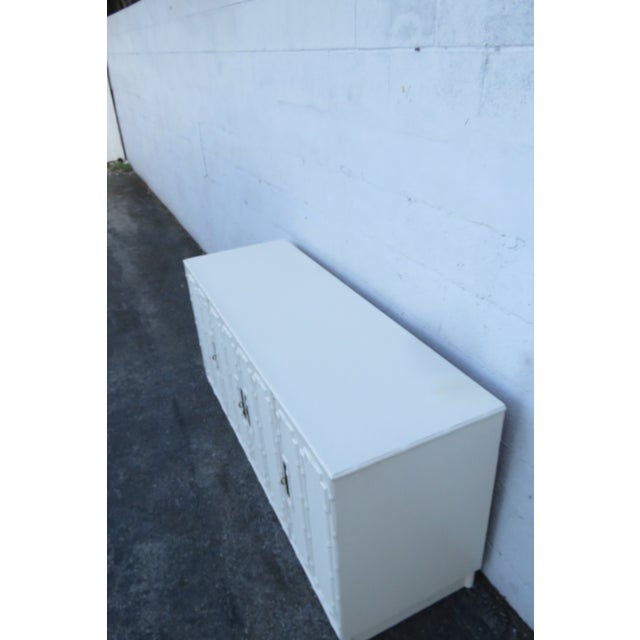 Omega Hollywood Regency Painted Faux Bamboo Buffet Server Storage Cabinet 6269 For Sale - Image 18 of 18