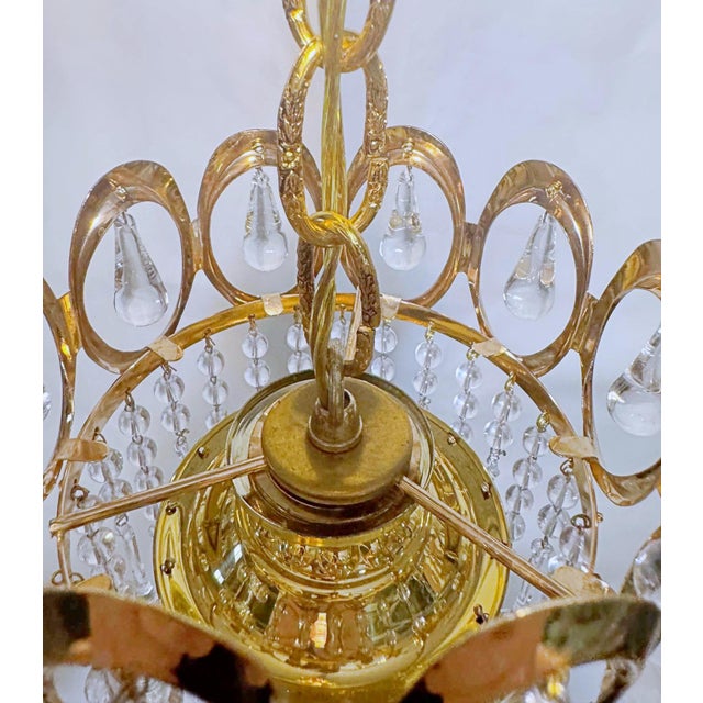 1960s Mid 20th Century Gold Frame Layered Chandelier For Sale - Image 5 of 7