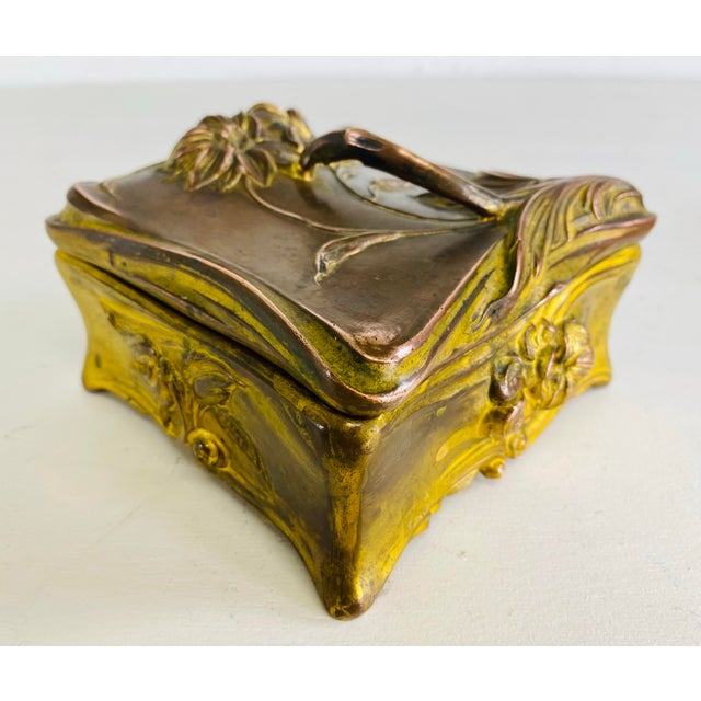 Metal Antique Bronze Art Nouveau Trinket Box For Sale - Image 7 of 12