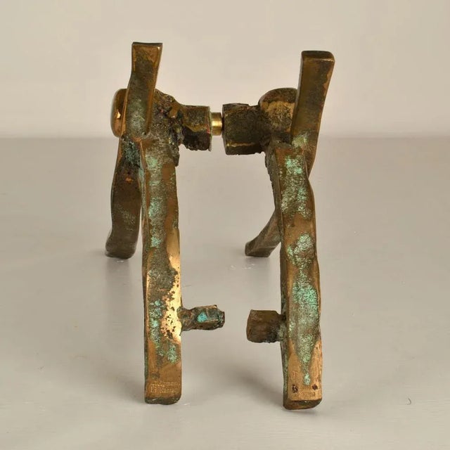 1970s Brutalist Art Door Handles in Bronze, 1970s For Sale - Image 5 of 11