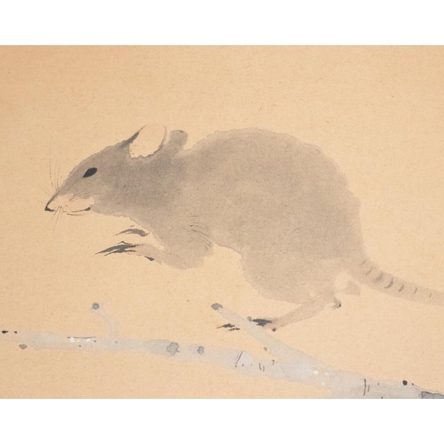 "Mouse and Fruits", Meiji Era Japanese Watercolor Painting For Sale - Image 4 of 12