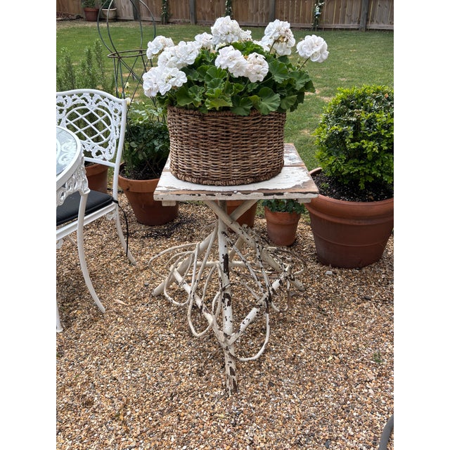 Early 20th Century Antique Folk Art Handcrafted Adirondack Style Twig Table With Decorative Scroll Base For Sale - Image 4 of 16