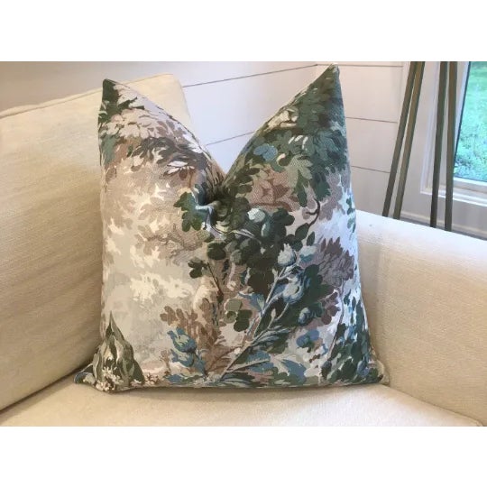 Simply STUNNING. "Rutland" is a heavy linen from Cowtan and Tout that mimics needlepoint tapestry in a print version....